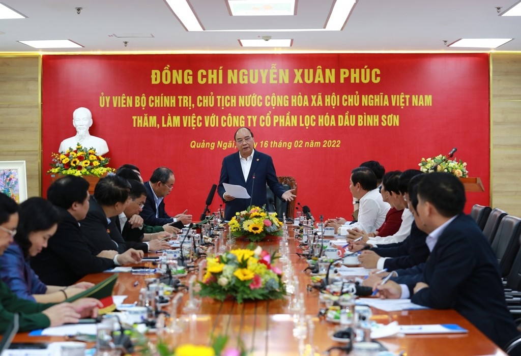 Chủ tịch nước Nguyễn Xuân Phúc thăm và làm việc tại Công ty cổ phần Lọc hóa dầu Bình Sơn
