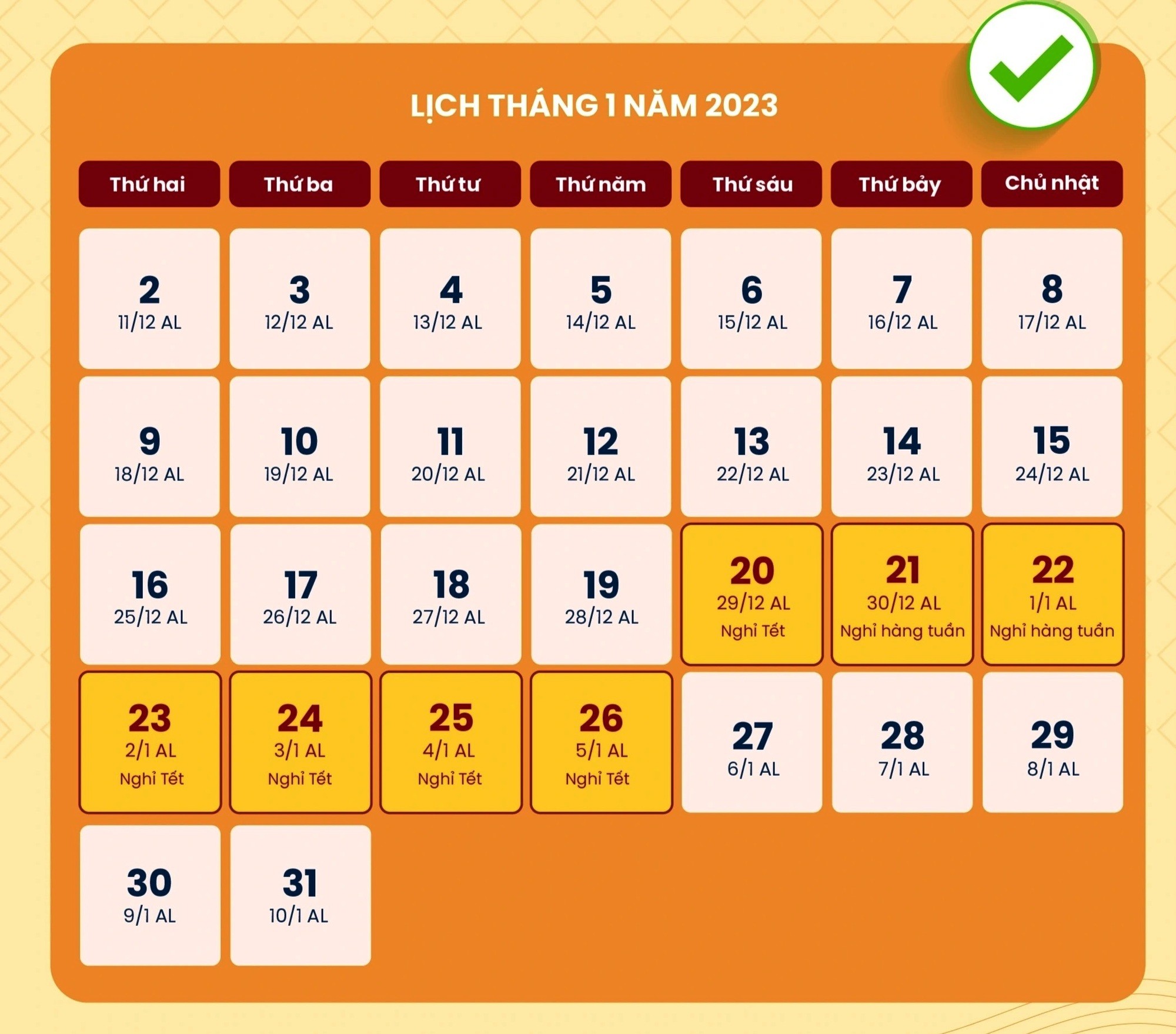 Nghỉ Tết Nguyên đán Quý Mão trong 7 ngày