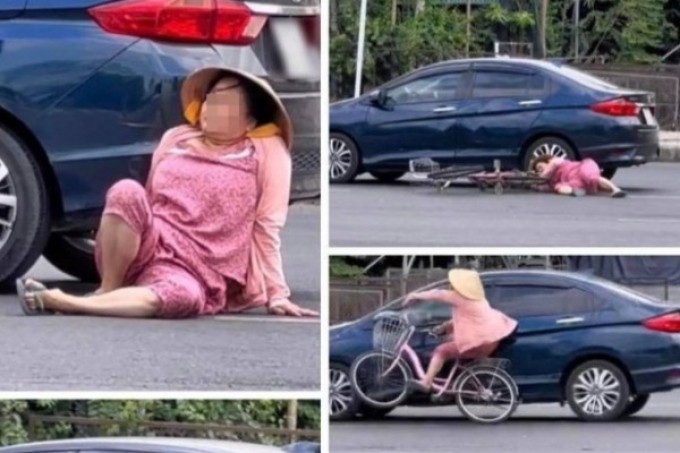 Người phụ nữ đạp xe ngược chiều tông vào ô tô gây bão mạng xã hội tiếp tục náo loạn đường phố