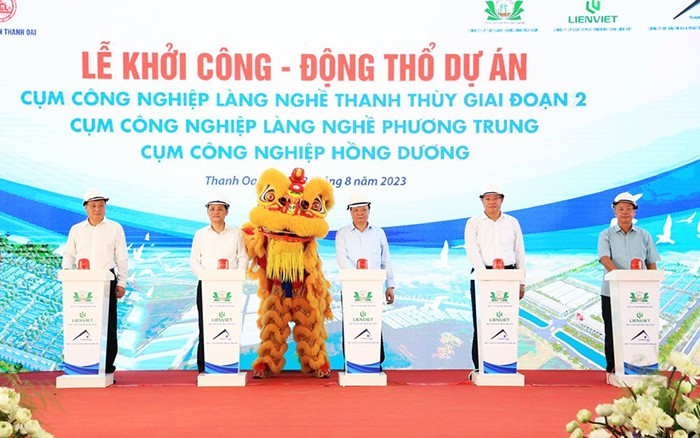 Bí thư Thành ủy Đinh Tiến Dũng dự lễ khởi công 3 cụm công nghiệp tại Thanh Oai