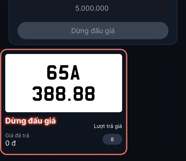 Một biển ôtô số đẹp phải dừng đấu giá đột ngột chưa rõ nguyên nhân