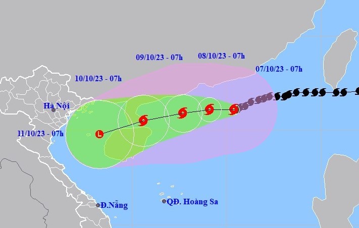 Bão số 4 giật cấp 15, di chuyển chậm, hướng vào Vịnh Bắc Bộ