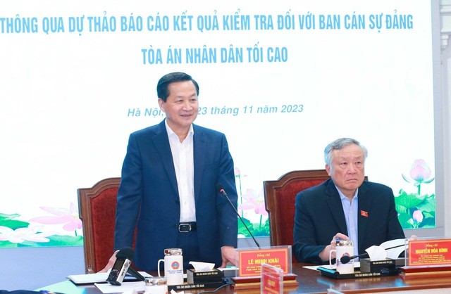 Thông qua dự thảo Báo cáo kiểm tra đối với Ban Cán sự Đảng Tòa án nhân dân Tối cao