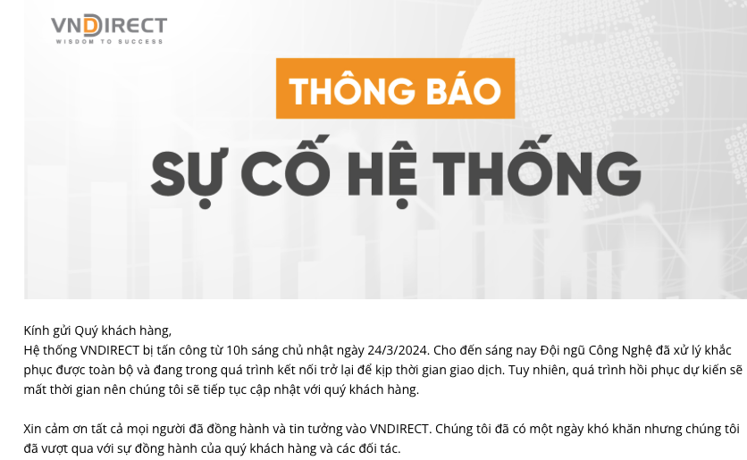 Tạm thời ngắt kết nối giao dịch của VNDirect với HNX