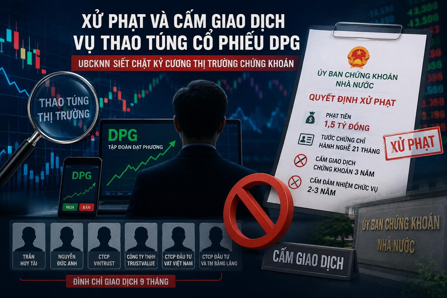 Thao túng cổ phiếu DPG: UBCKNN mạnh tay xử phạt, cấm giao dịch đến 3 năm đối với cá nhân vi phạm