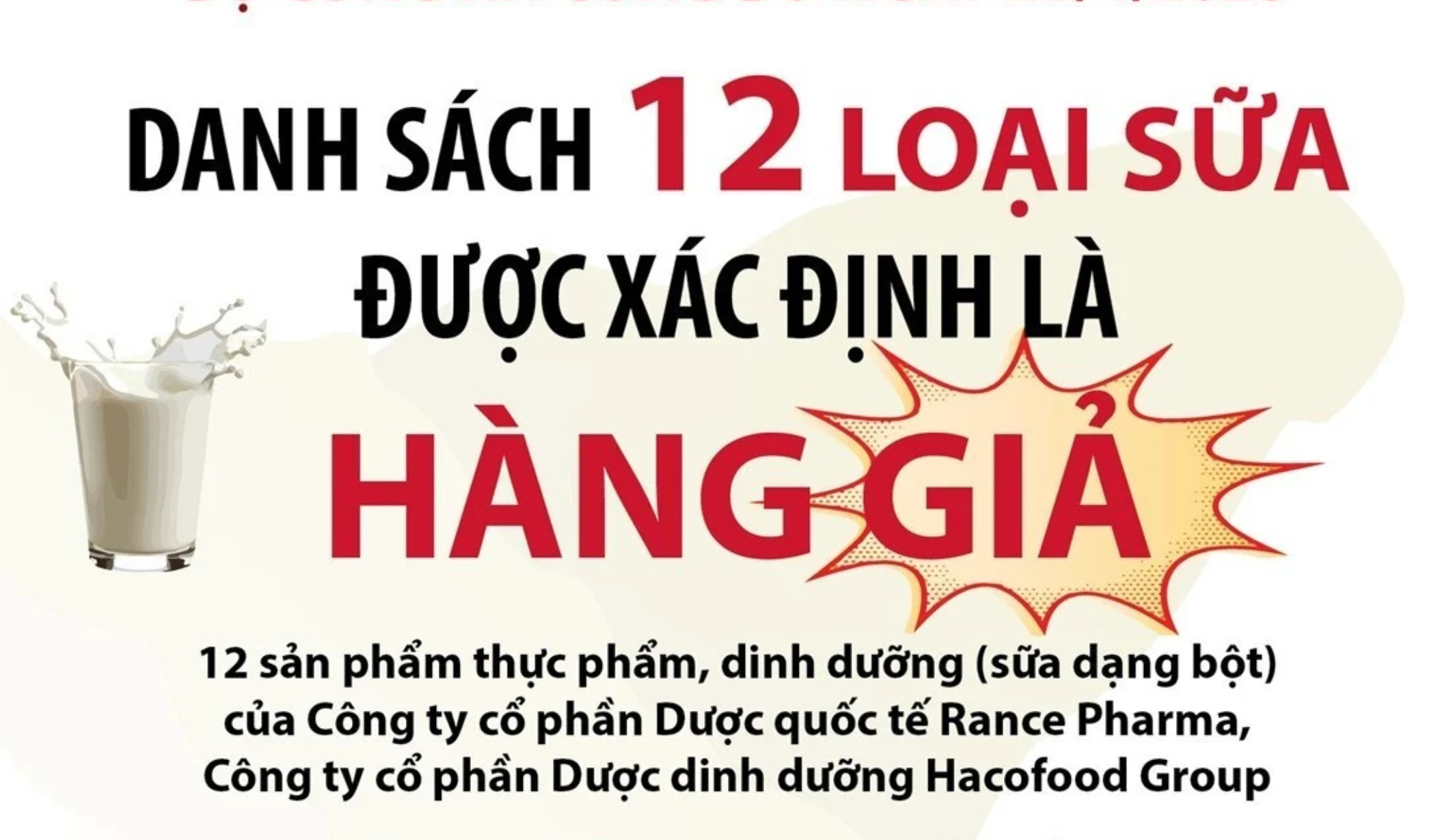 Danh sách 84 sản phẩm sữa bị thu giữ và 12 sản phẩm sữa giả